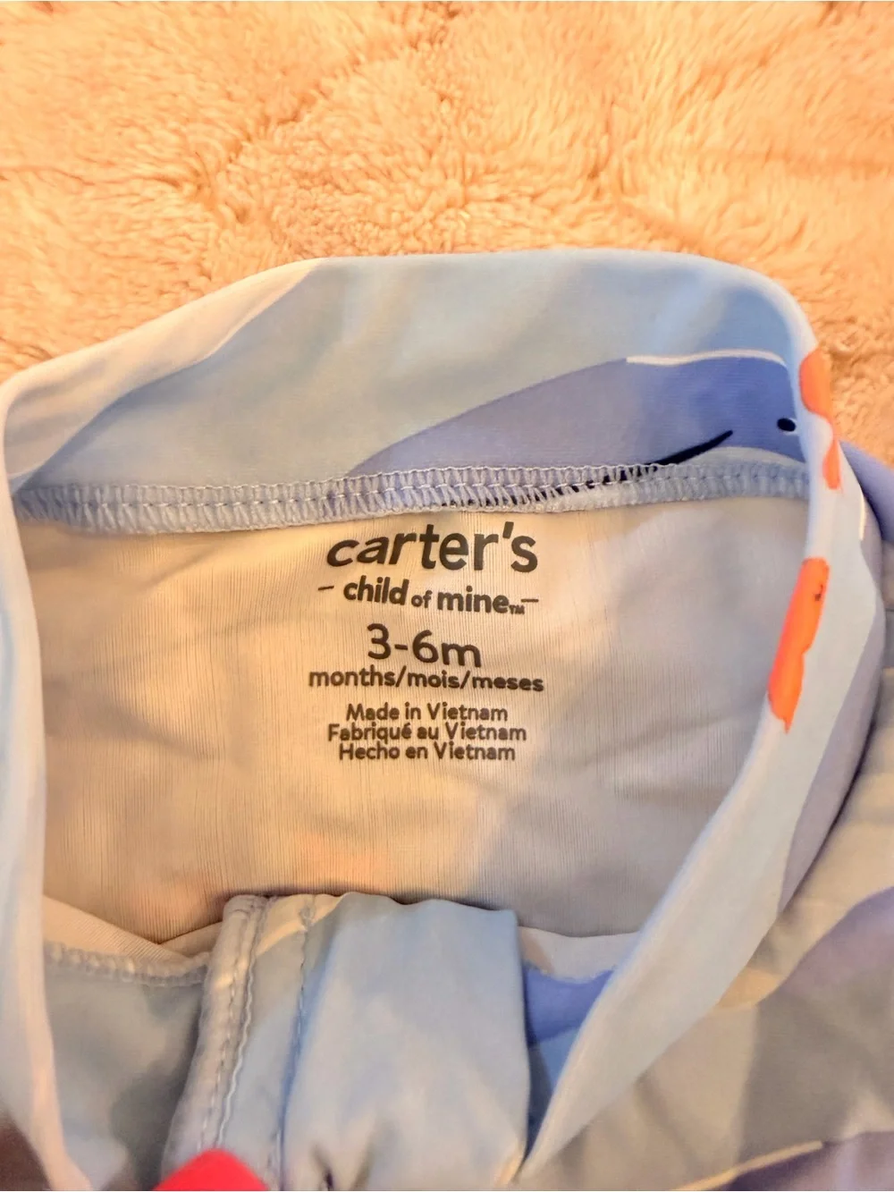 Carters Baby Shark-Print Zip Front Swimsuit - Light Blue